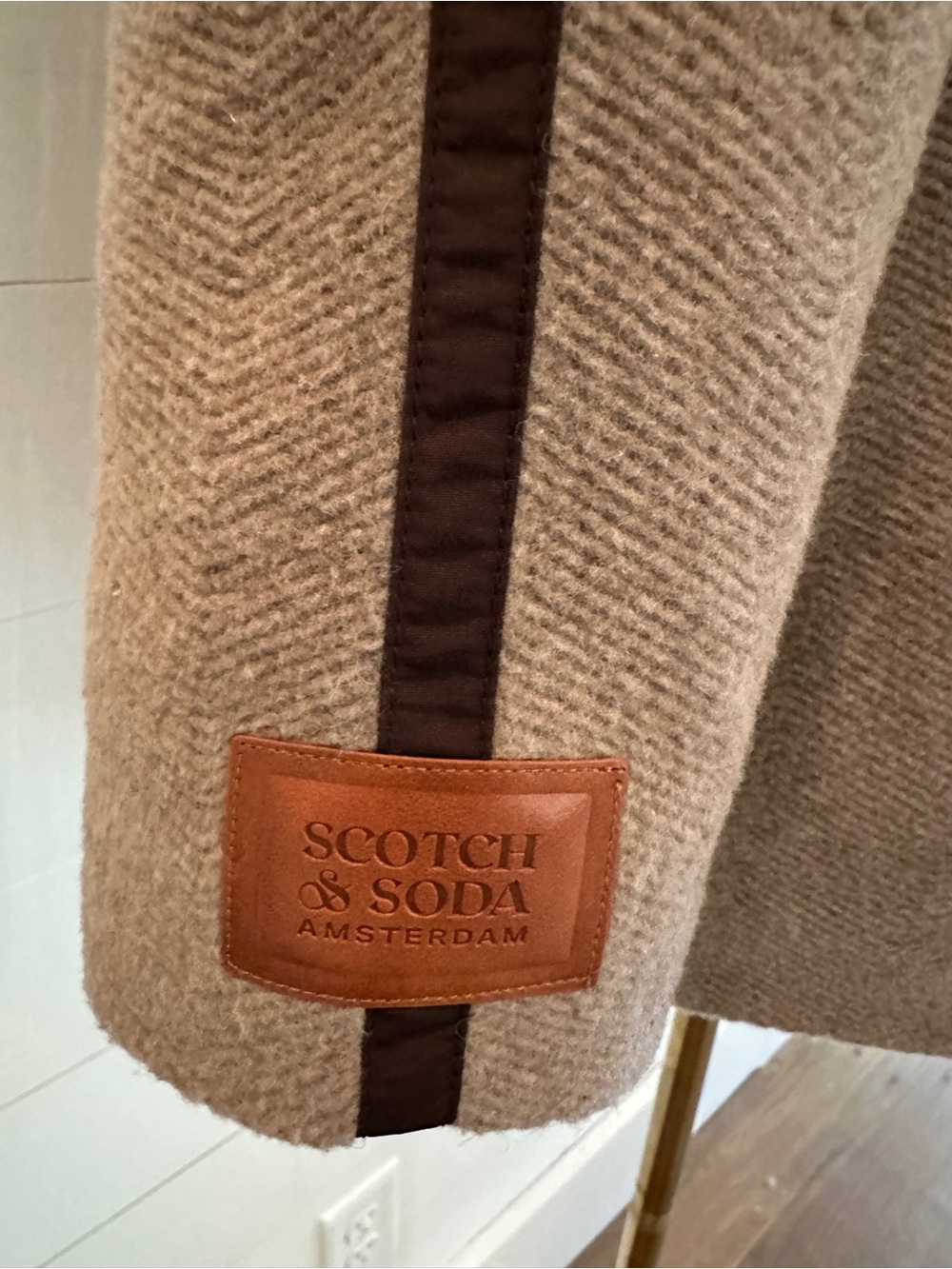 Scotch & Soda Taupe Removable Hood Double-Breasted Coat - Picture 7 of 13
